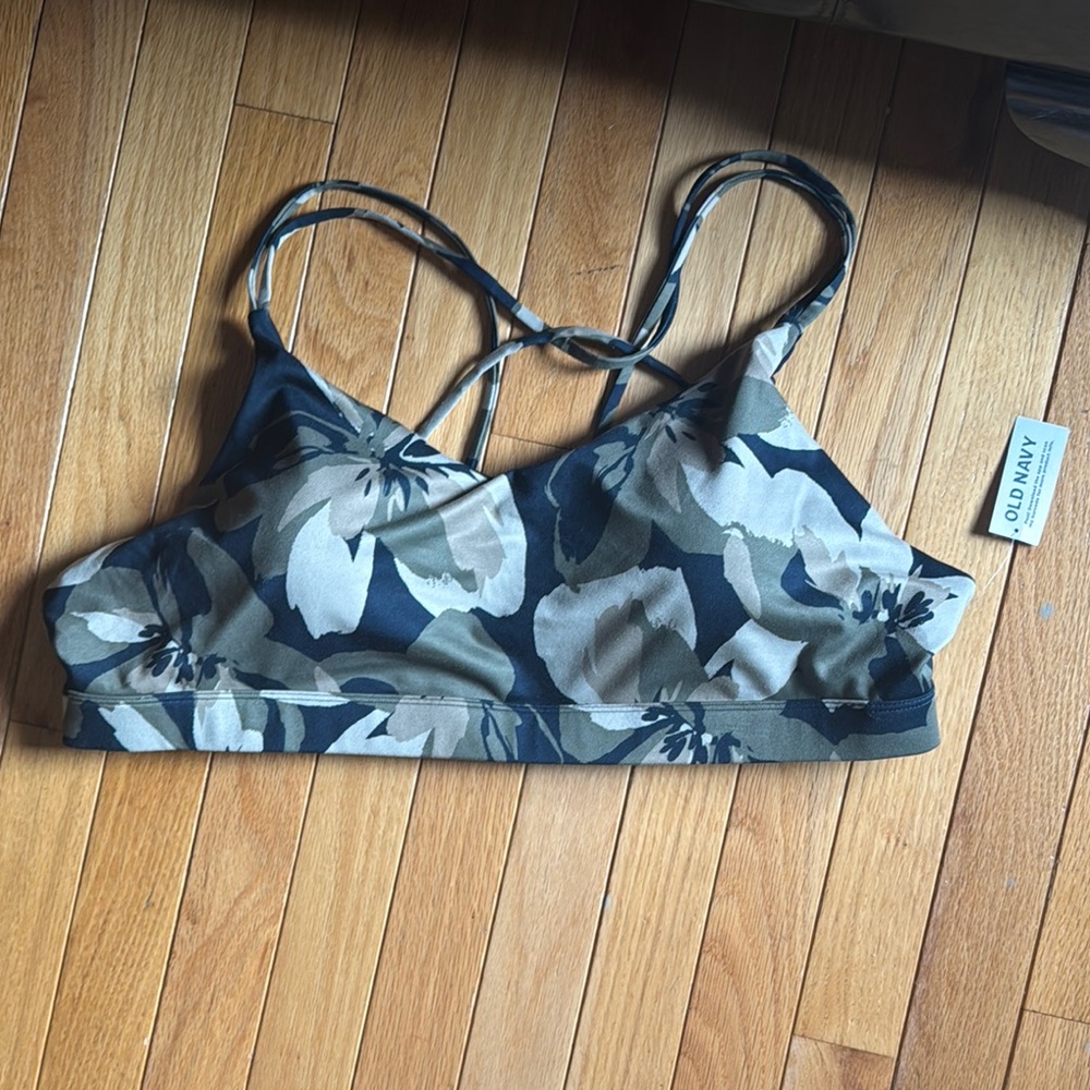 Old Navy Floral Bikini Top - Black and Green
